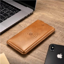 Leather wireless charging power bank